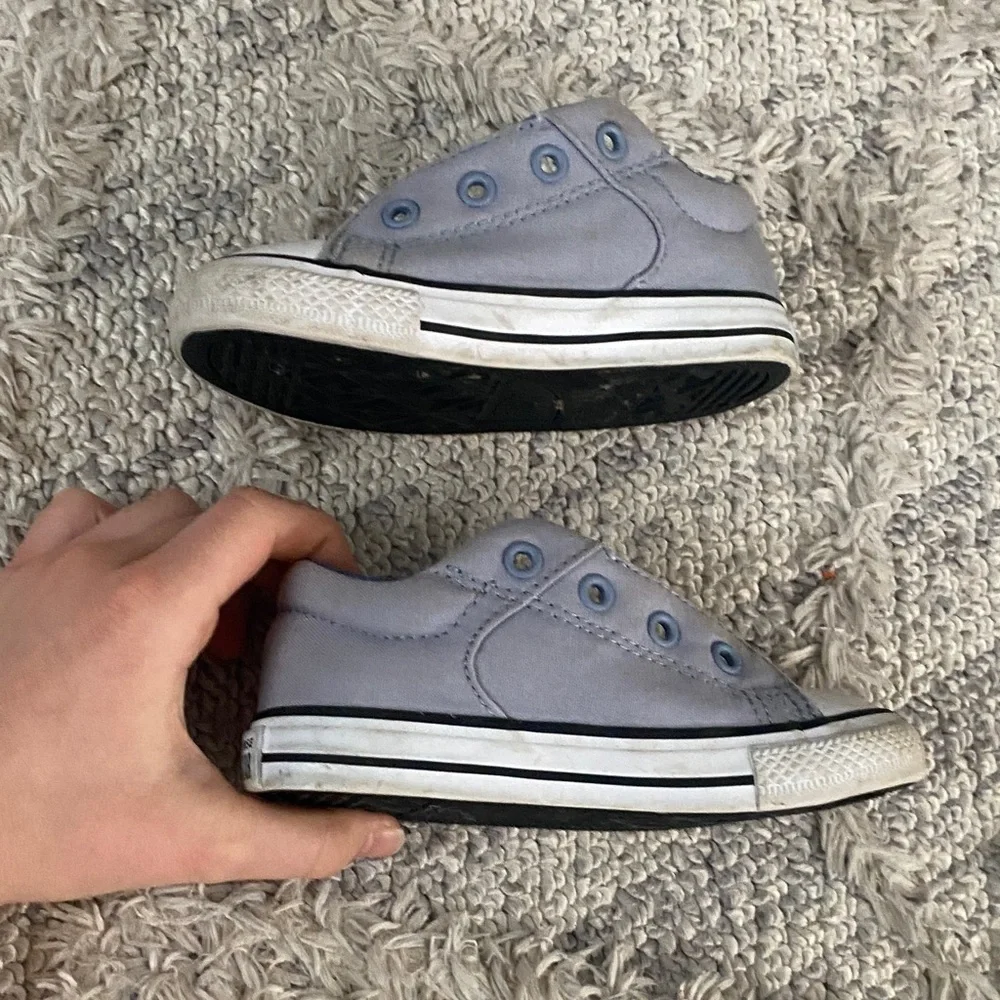 Converse All Star Toddler Gray and Blue Slip-On Sneakers Elastic Tongue GUC
